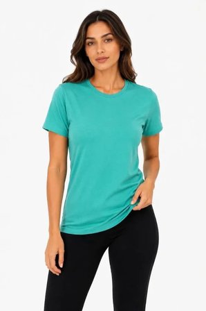 Basic Tişört Bisiklet Yaka Kısa Kol Günlük Yazlık Slim Fit T-Shirt - Su Yeşili