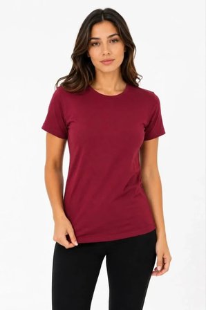 Basic Tişört Bisiklet Yaka Kısa Kol Günlük Yazlık Slim Fit T-Shirt - Bordo