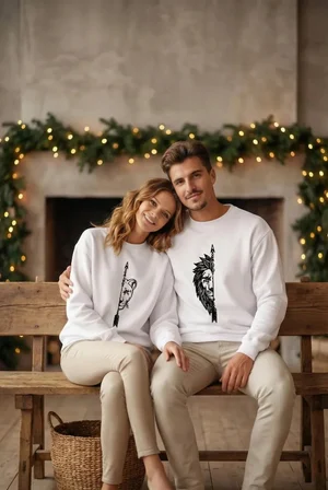 Sevgililer Günü Baskılı Oversize Bisiklet Yaka Sweatshirt - Beyaz