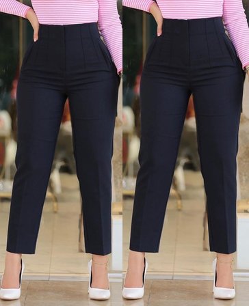Kadın üste Oturan Paçası Bilek üzerinde Biten Krep Kumaş Kumaş Pantolon 36 (S) - 50 (5XL)