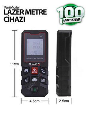 Yüksek Hassasiyet 100 Metre Lazer Metre Ölçer LCD Dijital Ekran Su Terazili Lazermetre Lazerli