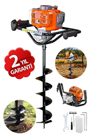 Profesyonel 2.4 Hp Motor Gücü Fidan Ekme Benzinli Toprak Burgu Makinesi 150 mm X 100 Cm Delme Ucu