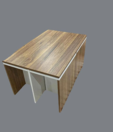 Milano Dört Zigonlu Dekoratif Orta Sehpa Beyaz/Atlantik Çam (Coffee Table)