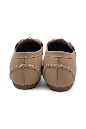 Lina Bej Suni Deri Kadın Babet Ayakkabı