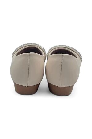 Lena Ekru Suni Deri Kadın Babet Ayakkabı