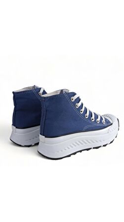 Elixia Kalın Tabanlı Lacivert Boğazlı Uzun Keten Spor Ayakkabı