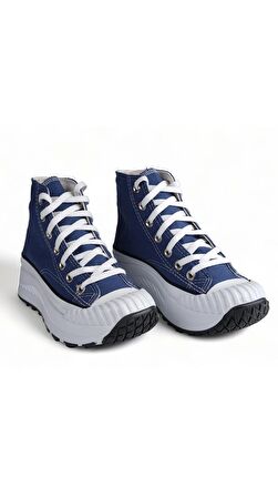 Elixia Kalın Tabanlı Lacivert Boğazlı Uzun Keten Spor Ayakkabı