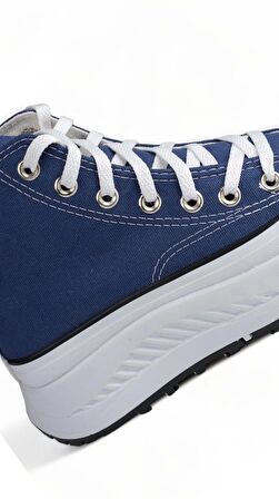 Elixia Kalın Tabanlı Lacivert Boğazlı Uzun Keten Spor Ayakkabı