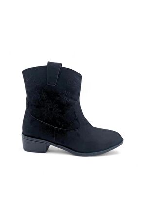 Sveltee Siyah Deri Kadın Topuklu Bot