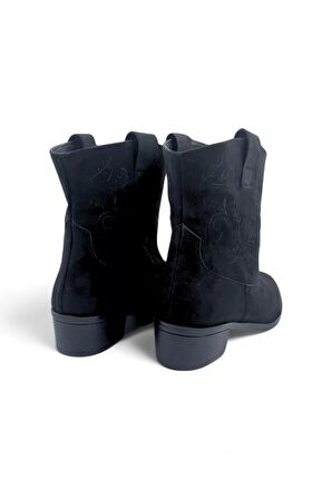 Sveltee Siyah Deri Kadın Topuklu Bot