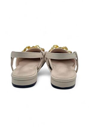 Nova Bej Suni Deri Kadın Babet Ayakkabı