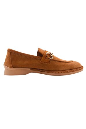 Scarpe Taba Hakiki Deri Kadın Süet Babet Ayakkabı