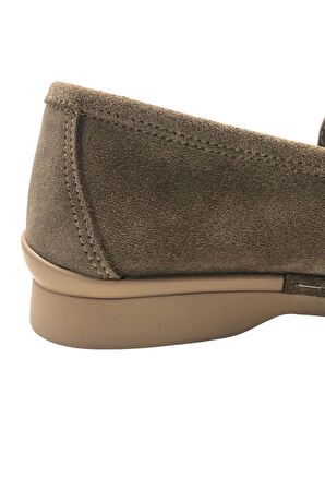 Scarpe Vizon Hakiki Deri Kadın Süet Babet Ayakkabı