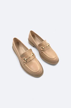 Mirth Vizon Kadın Loafer Toka Detaylı Mat Suni Deri Makosen Günlük Ayakkabı