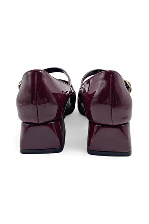 Glisten Küt Burunlu Bordo Kadın Topuklu Ayakkabı