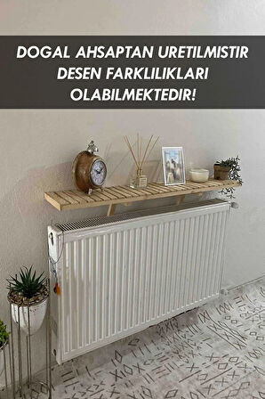 Montajsız Petek Üstü Raf, Ahşap Petek Üstü Dresuar, Kalorifer Üstü Kitaplık & Dresuar Raf 40 x 18 CM