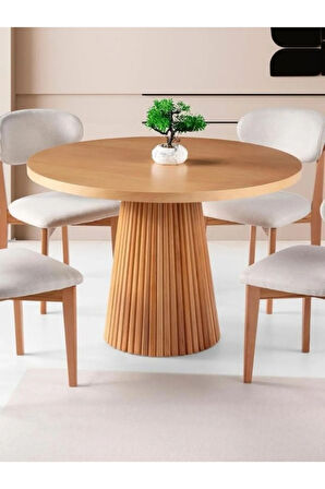 Milas Natural Ahşap Bohem Yemek Masası 120x120