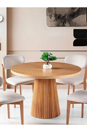 Milas Natural Ahşap Bohem Yemek Masası 120x120