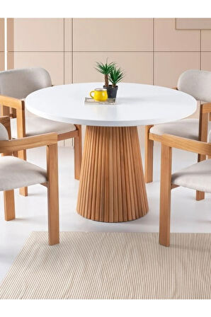 Milas Natural Ahşap Bohem Yemek Masası 120x120