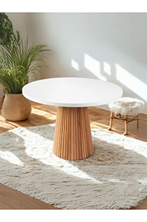 Milas Natural Ahşap Bohem Yemek Masası 110x110
