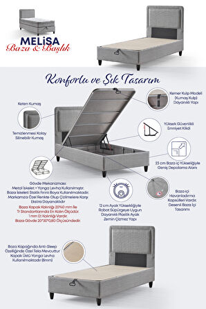 Melisa Tek Kişilik Sandıklı ve Pratik Baza Başlık 2’li Set