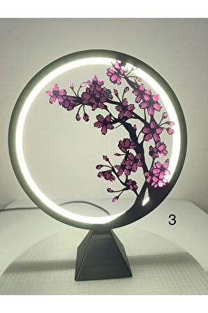 Sakura (kiraz çiçeği) Dekoratif LED Masa Lambası – Değiştirilebilir Ön Tasarımlı