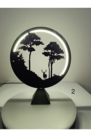 Vahşi Doğa Dekoratif LED Masa Lambası – Değiştirilebilir Ön Tasarımlı