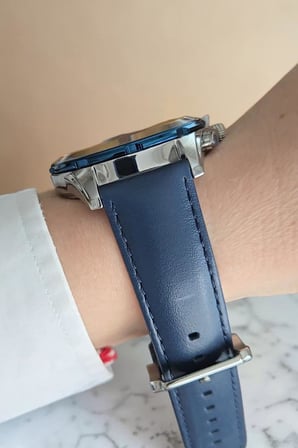 Tüm Fonksiyonları Aktif Takvimli Lacivert Deri Kayışlı Erkek Kol Saati 3ATM Su Geçirmez 2Yıl Garanti