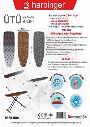 MM004 Özel Keçeli Isıya Dayanıklı Ütü Masası Bezi Kılıfı