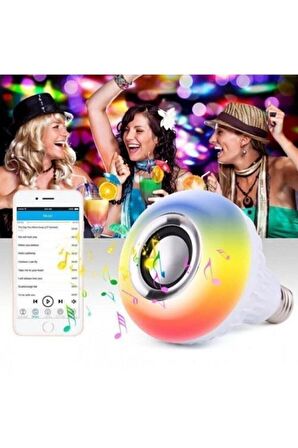 Gece Lambası Bluetooth Hoparlör Ledli Lamba Kumandalı Mp3 Çalar Ampul Renkli Ampul