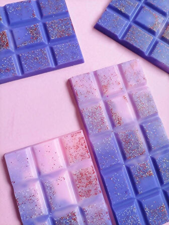 Pembe Mor Simli El Yapımı Soya Wax Tablet - Lavantalı Buhurdanlık Kokusu