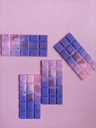 Pembe Mor Simli El Yapımı Soya Wax Tablet - Lavantalı Buhurdanlık Kokusu
