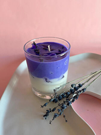 Lavender Latte Mum - Lavanta Kokulu Dekoratif Soya Mumu
