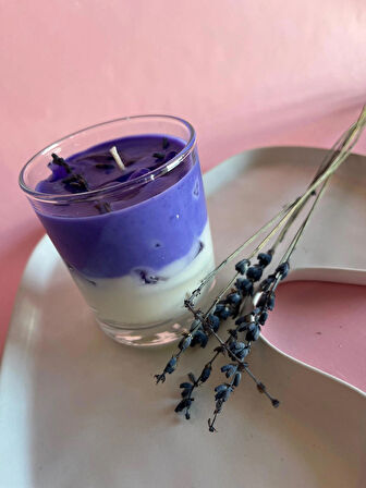Lavender Latte Mum - Lavanta Kokulu Dekoratif Soya Mumu