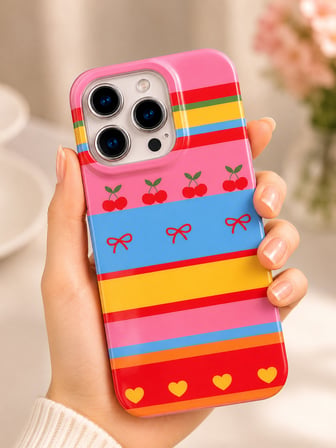 iPhone 16 PRO MAX uyumlu - Yanları Şeffaf Arkası Parlak Kapak Desenli Koruyucu Telefon Kılıfı
