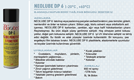 MMCC İbiotec Neolube DP6 Yağ Pas Sökücü 650 ml