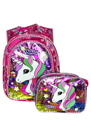 Unicorn Desenli İlkokul Çanta Seti, Sırt Çantası ve Beslenme Çantası, Pembe Kalem Kutusu ve Kırtasiye Malzemeleri