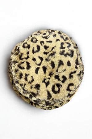 Kadın Leopar Desenli Peluş Kova Şapka, Kışlık Yumuşak Bucket Hat
