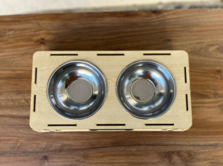 Pati Tasarımlı Ahşap Evcil Hayvan Mama Kabı