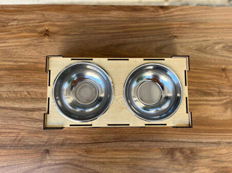 Kemik Tasarımlı Ahşap Evcil Hayvan Mama Kabı