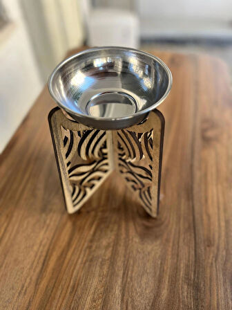 Modern Tasarımlı Ahşap Evcil Hayvan Mama Kabı Tekli