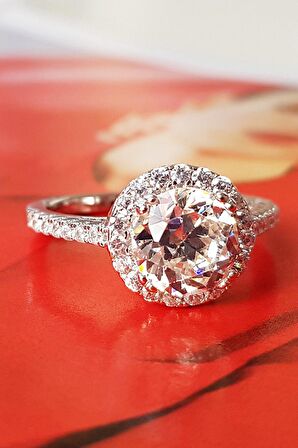 0.75 CT. G COLOR TEKTAŞ GÜMÜŞ YÜZÜK