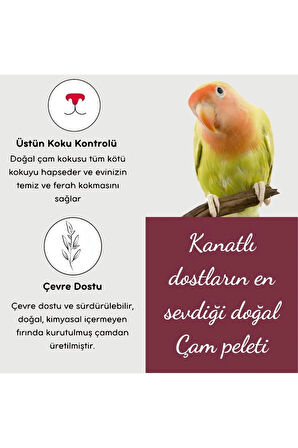 Çam Peleti Kuş Kumu Net 2.5 kg - 5 lt - Topaklanmayan %100 Organik Cam Peledi Kuş Kumu