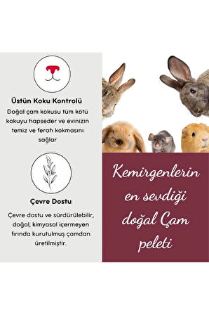 Çam Peleti Tavşan Kumu Net 2.5 kg - 5 lt - Topaklanmayan %100 Organik Cam Peledi
