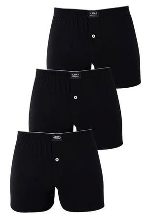 Delux Serisi Kıyafetler Gardırop Alışveriş Erkek Siyah Düğmeli Boxer 3'lü Paket %100 Pamuklu Penye