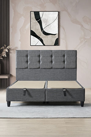 Mimoza Modeli Çift Kişilik Full Ortopedik Yataklı Sandıklı Baza ve Başlık Takımı 3 lü Set