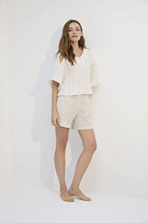 Roselyn Camel Şort Takım 1737