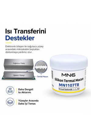 MN1107TB 100 Gr Beyaz Termal Macun 1.42 W/mK CPU GPU Chipset LED Modül Elektronik Bakım Soğutucu Macunu