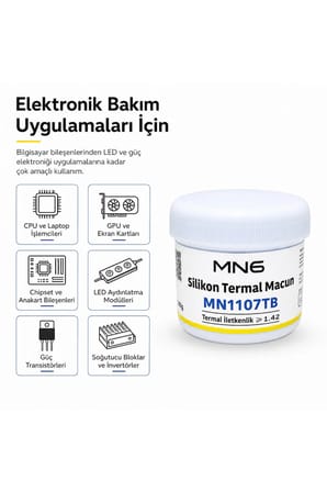 MN1107TB 100 Gr Beyaz Termal Macun 1.42 W/mK CPU GPU Chipset LED Modül Elektronik Bakım Soğutucu Macunu