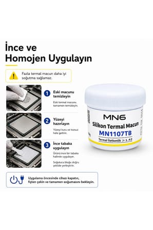 MN1107TB 100 Gr Beyaz Termal Macun 1.42 W/mK CPU GPU Chipset LED Modül Elektronik Bakım Soğutucu Macunu